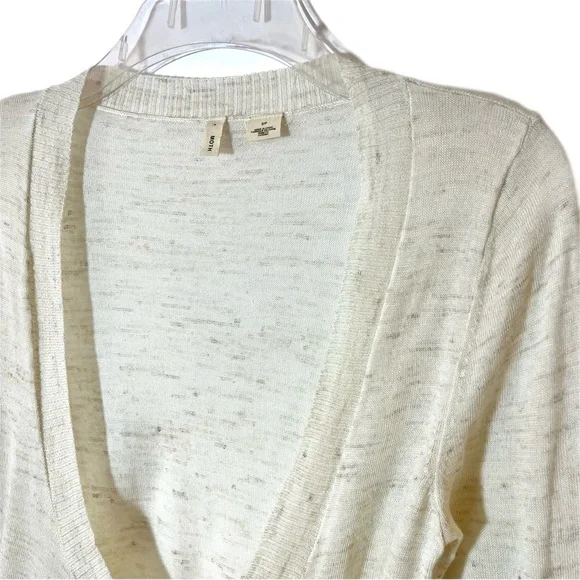 Anthropologie Sparrow Pemaquid Beige Knit Long Sleeve Drape Wrap Cardigan Small - Picture 3 of 13